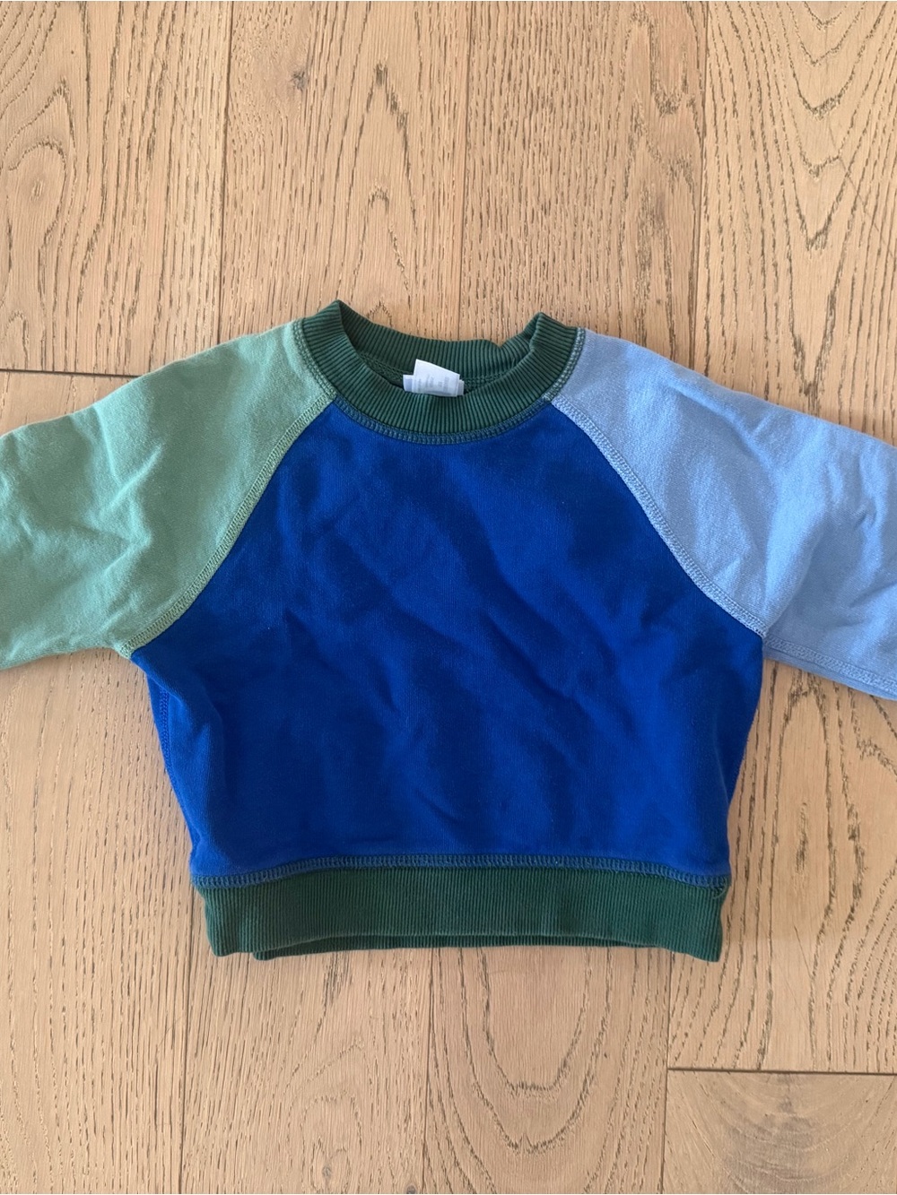 Hanna Andersson Colorblock Kids Crewneck Sweatshirt - Blue, Green & Light Blue